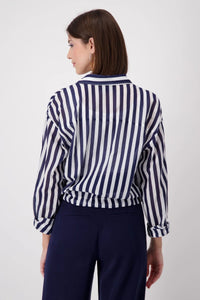 Shop Striped Cotton Shirt | Navy White - Monari