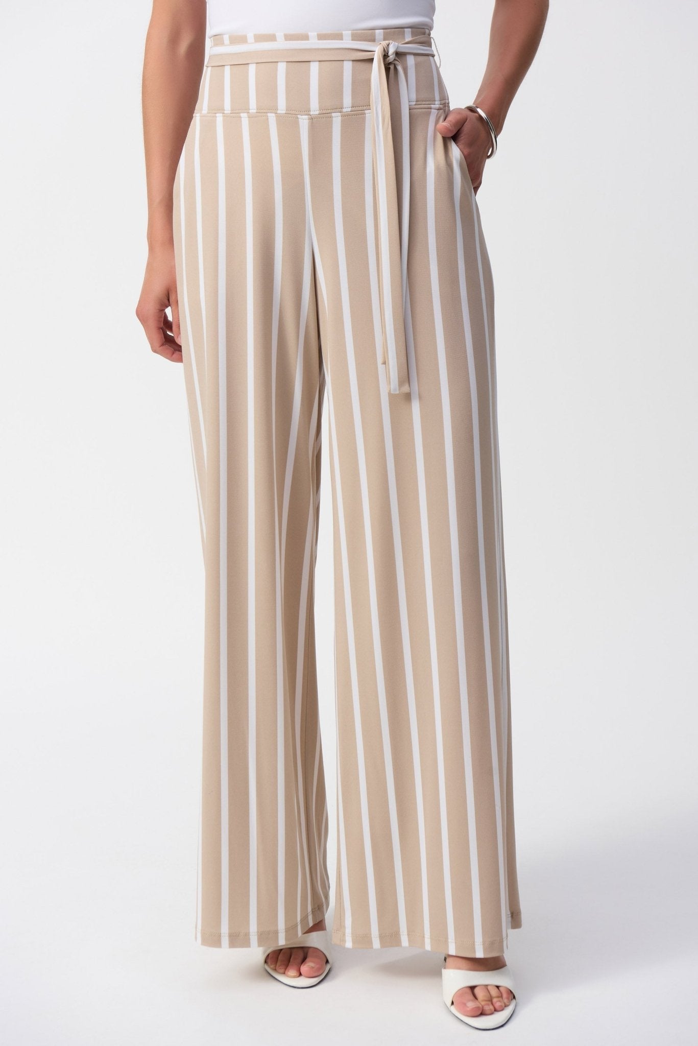 Shop Striped Silky Knit Wide - Leg Pants - Joseph Ribkoff