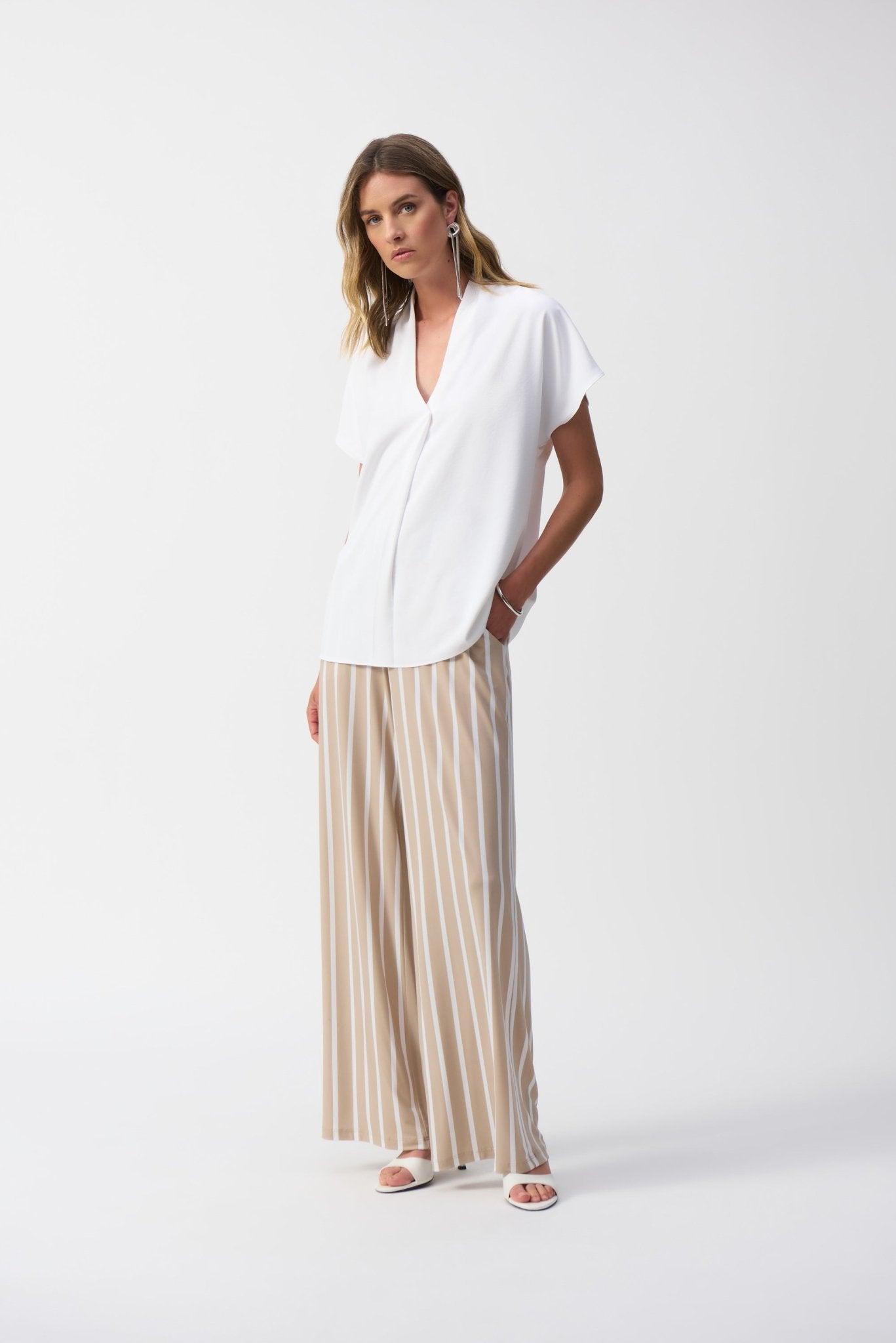 Shop Striped Silky Knit Wide - Leg Pants - Joseph Ribkoff