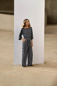 Shop Striped Silky Knit Wide - Leg Pants - Joseph Ribkoff