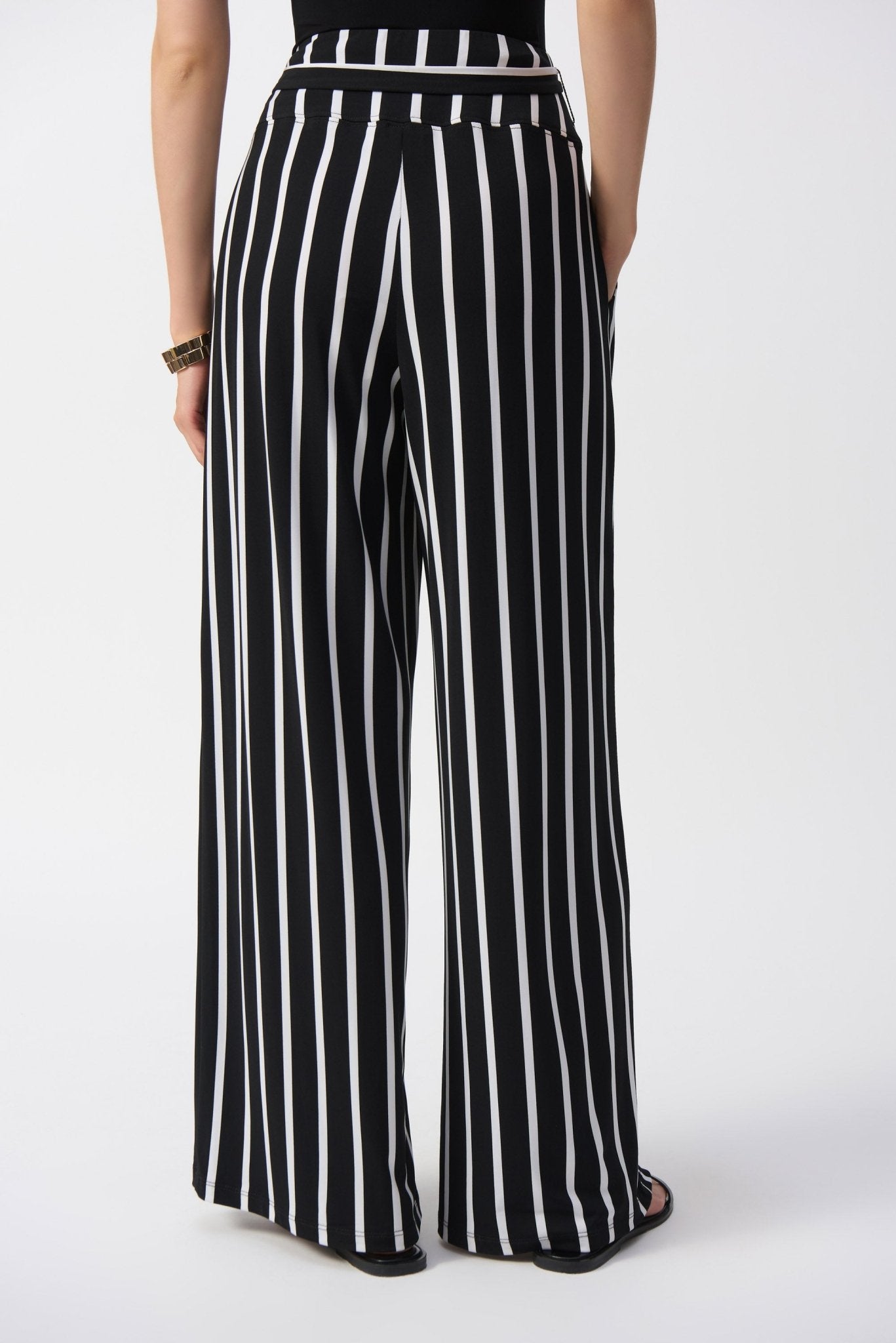 Shop Striped Silky Knit Wide - Leg Pants - Joseph Ribkoff