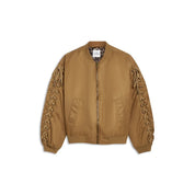 Shop Summum Woman Bomber Jacket with Lace-Up Detail - Summum Woman