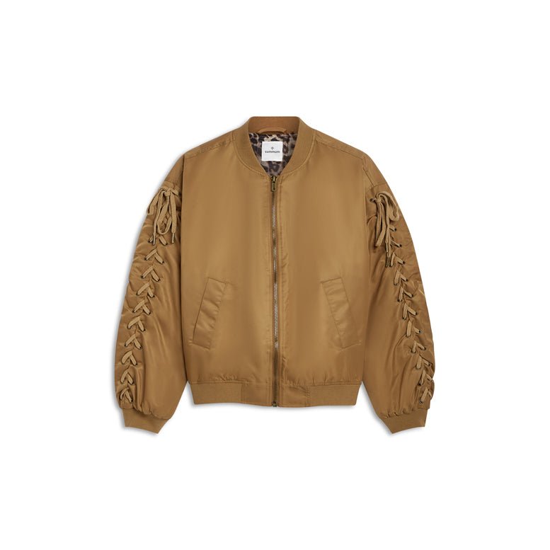 Shop Summum Woman Bomber Jacket with Lace-Up Detail - Summum Woman