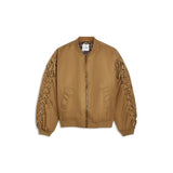 Summum Woman Bomber Jacket with Lace-Up Detail