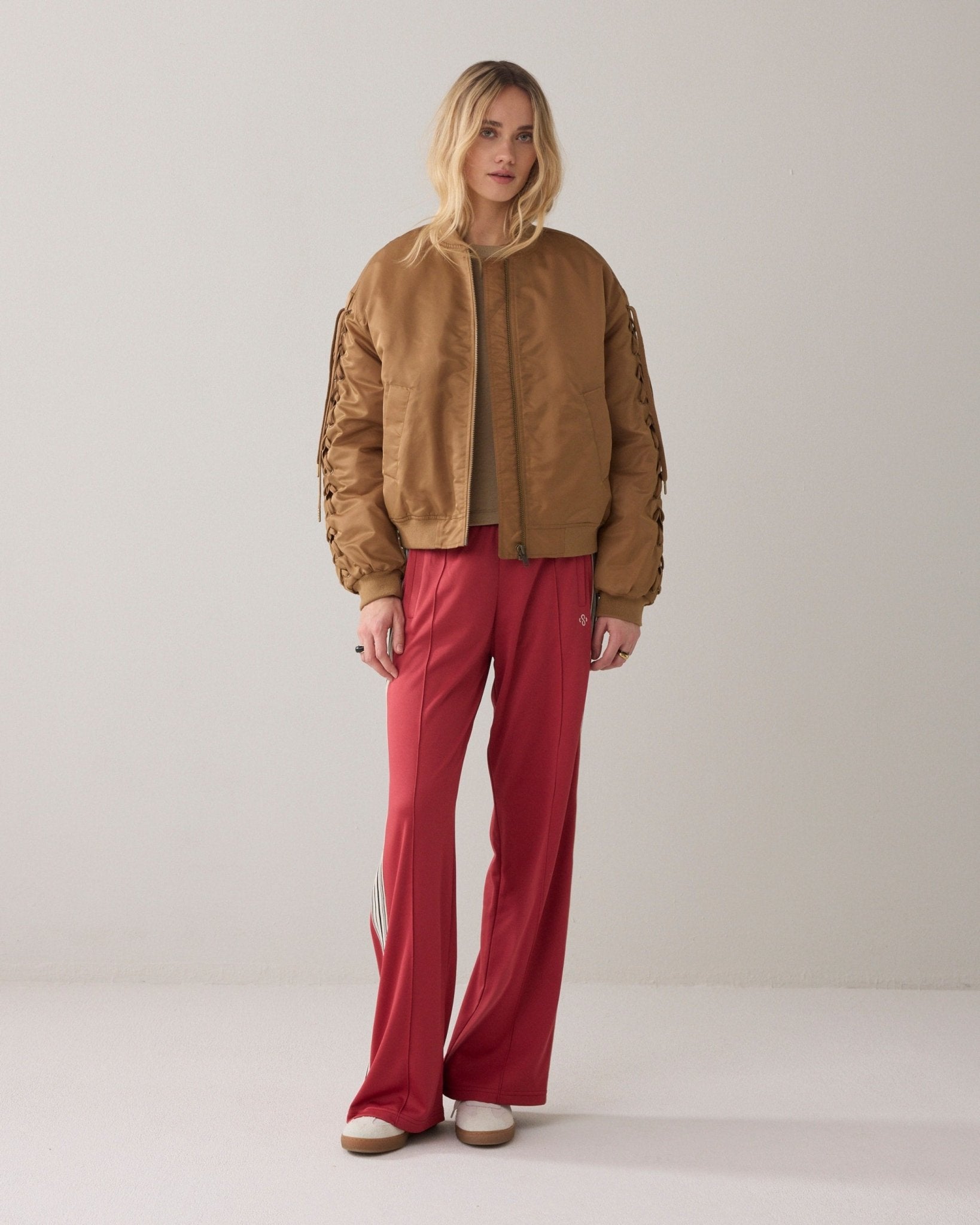 Shop Summum Woman Bomber Jacket with Lace-Up Detail - Summum Woman