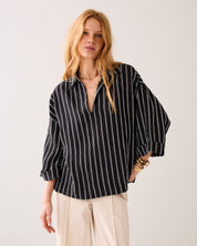 Shop Summum Woman Chenille Stripe Top Black - Summum Woman
