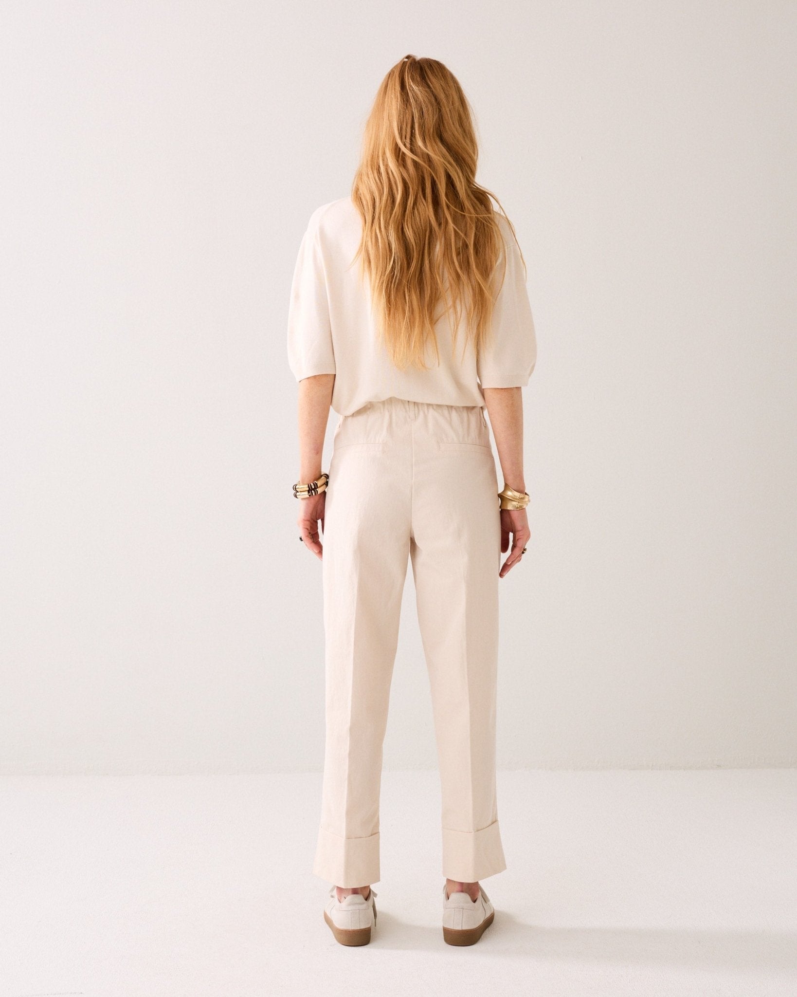 Shop Summum Woman Cotton Blend Pants Ivory - Summum Woman