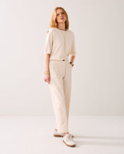 Shop Summum Woman Cotton Blend Pants Ivory - Summum Woman