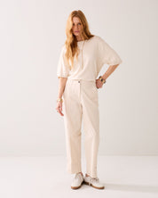 Shop Summum Woman Cotton Blend Pants Ivory - Summum Woman