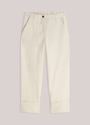 Shop Summum Woman Cotton Blend Pants Ivory - Summum Woman
