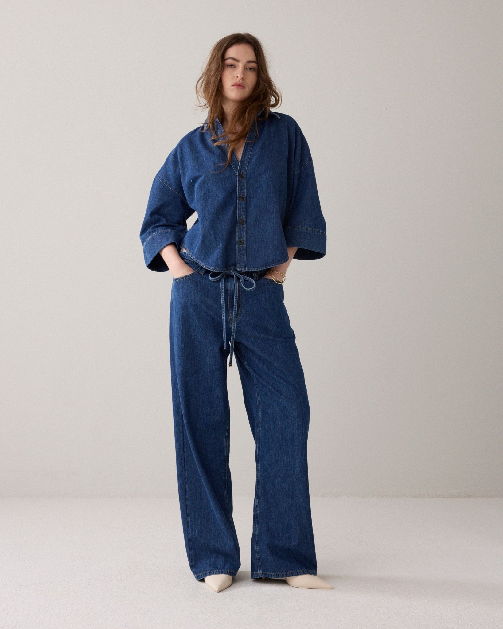 Shop Summum Woman Denim Kimono Blouse - Summum Woman