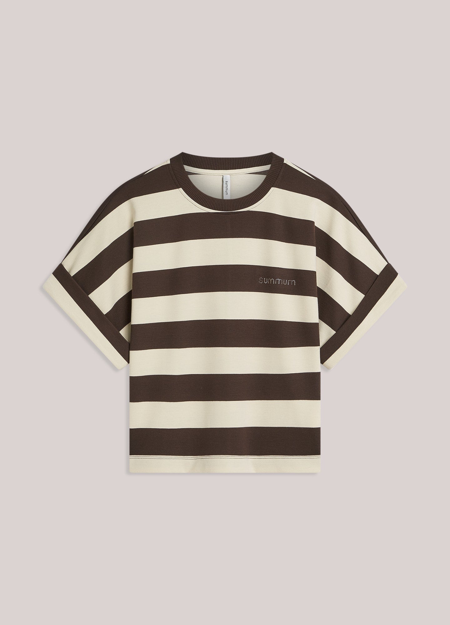 Shop Summum Woman Heavy Stripe Boxy Tee Coffee - Summum Woman