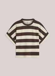 Shop Summum Woman Heavy Stripe Boxy Tee Coffee - Summum Woman
