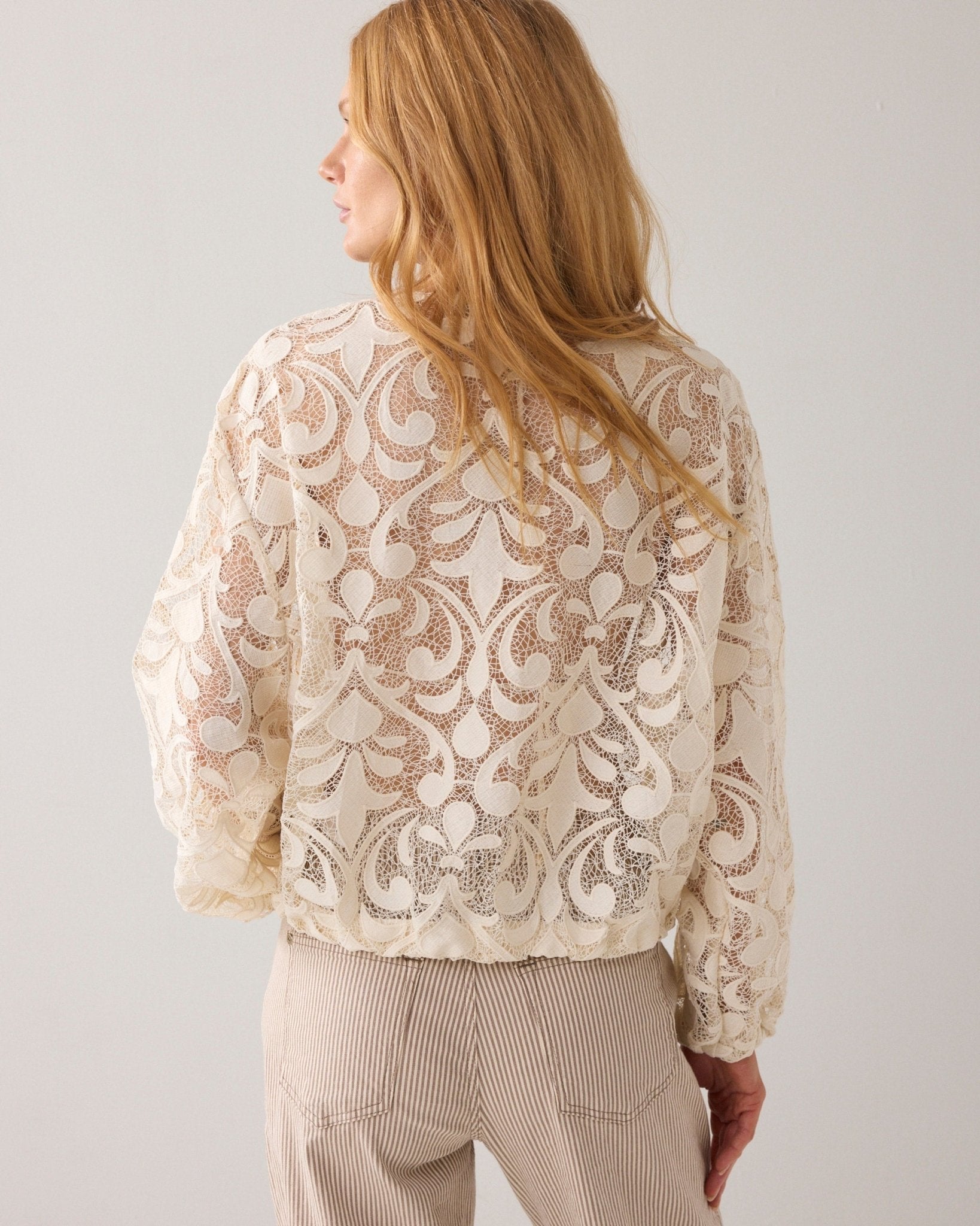 Shop Summum Woman Lace Bomber Jacket Ivory - Summum Woman