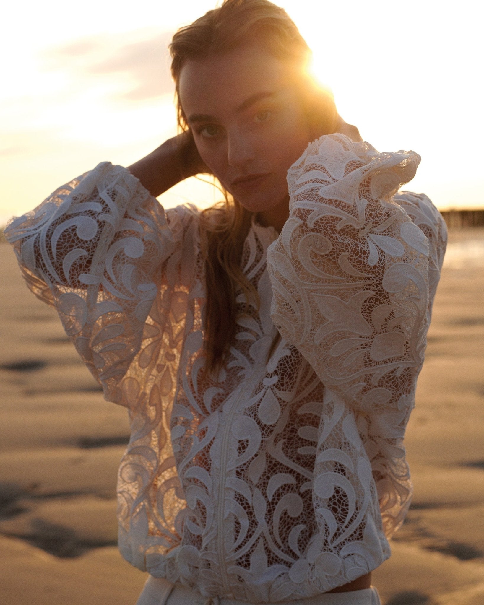 Shop Summum Woman Lace Bomber Jacket Ivory - Summum Woman