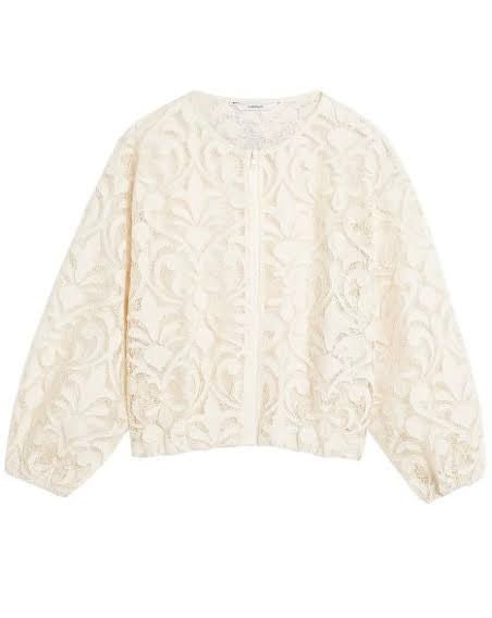 Shop Summum Woman Lace Bomber Jacket Ivory - Summum Woman