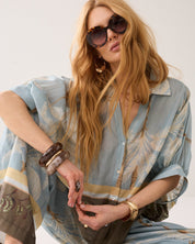 Shop Summum Woman Palm Tree Blouse Glacier Blue - Summum Woman