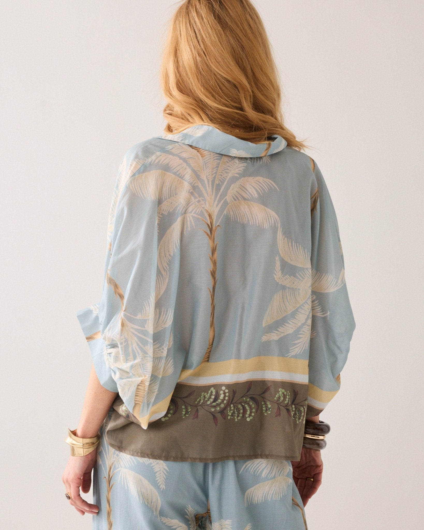 Shop Summum Woman Palm Tree Blouse Glacier Blue - Summum Woman