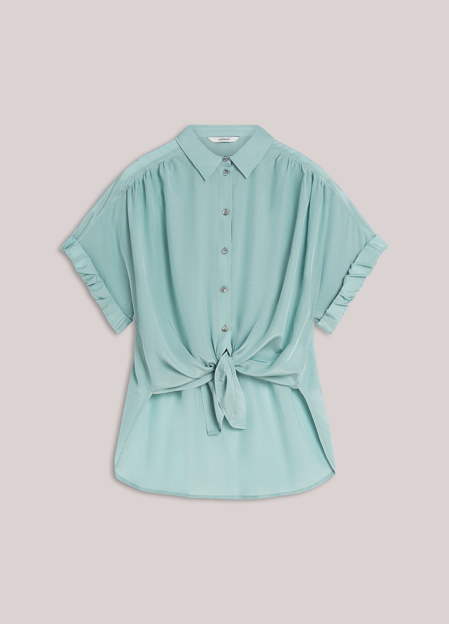 Shop Summum Woman Short Sleeve Vi Cotton Blouse Glacier Blue - Summum Woman