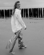 Shop Summum Woman Silver Wide Leg Pants - Summum Woman