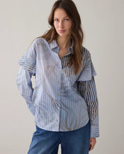 Shop Summum Woman Striped Shirt — Leaf Print - Summum Woman