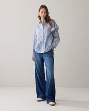 Shop Summum Woman Striped Shirt — Leaf Print - Summum Woman