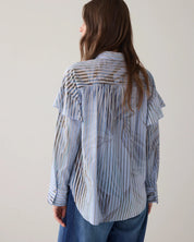 Shop Summum Woman Striped Shirt — Leaf Print - Summum Woman