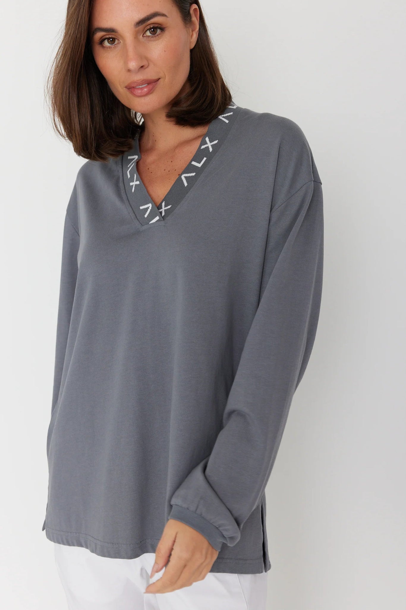 Shop Surman V - Neck Sweater | Slate Grey - Alexandra Australia