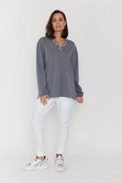 Shop Surman V - Neck Sweater | Slate Grey - Alexandra Australia