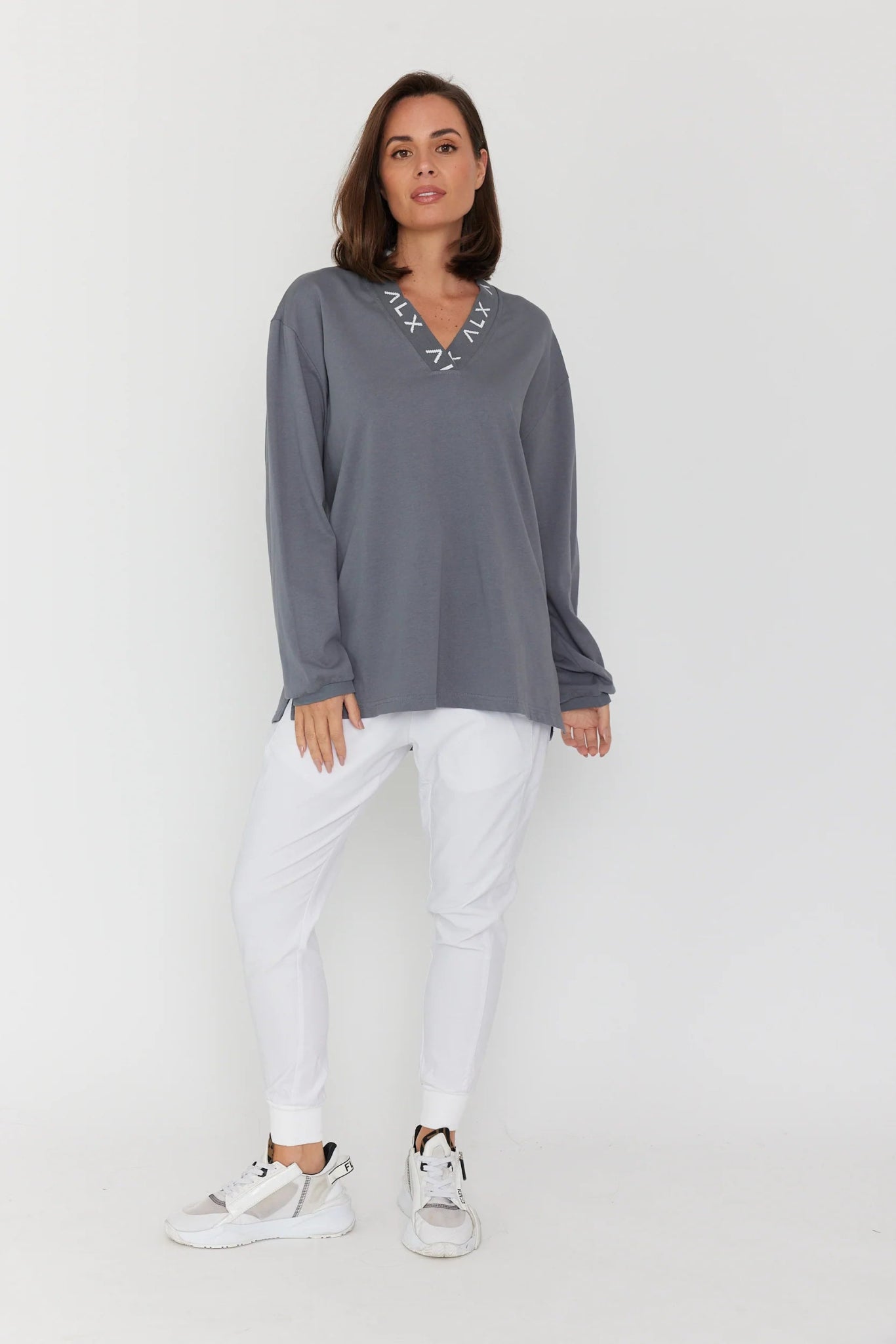 Shop Surman V - Neck Sweater | Slate Grey - Alexandra Australia