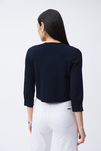 Shop Sweater Knit Cover - Up with Pearl Ornament Style 251900 | Midnight Blue - Joseph Ribkoff