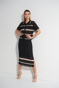 Shop Sweater Knit Open Stitch Stripe Skirt - Joseph Ribkoff