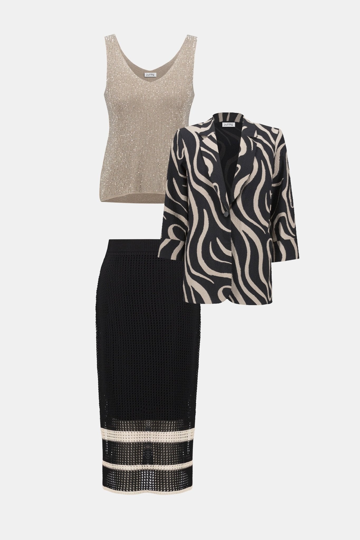 Shop Sweater Knit Open Stitch Stripe Skirt - Joseph Ribkoff