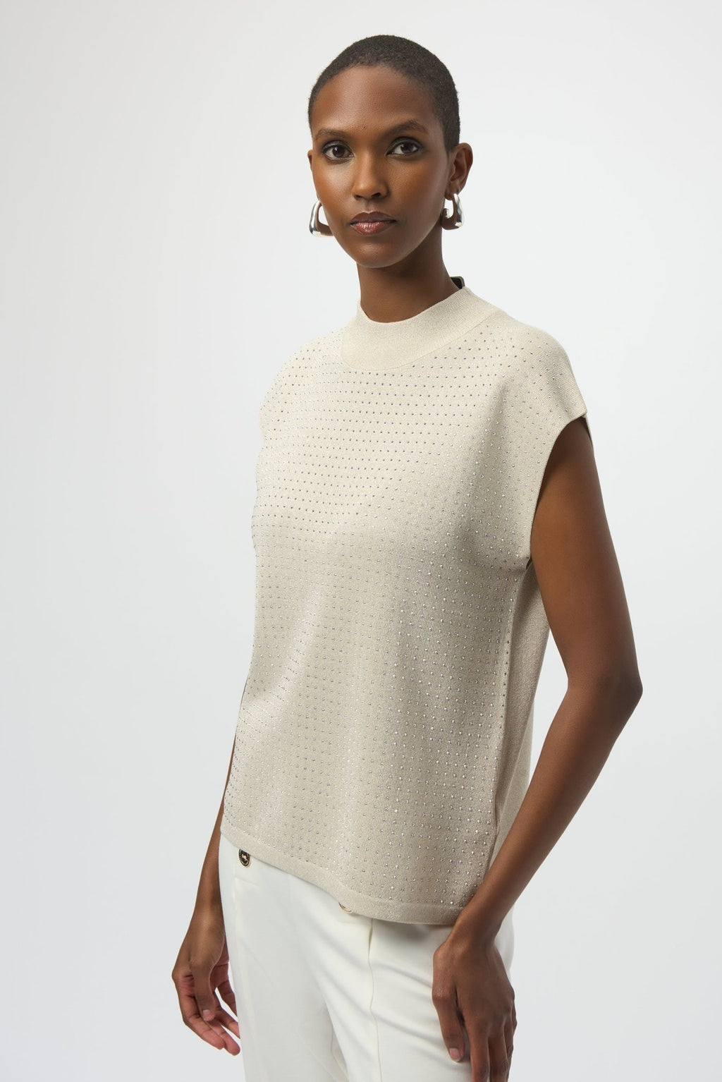 Shop Sweater Knit Sleeveless Pullover with Iron - On Detail - Joseph Ribkoff