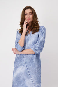 Shop T - Shirt Dress | Indigo Denim Pattern - Monari