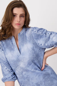 Shop T - Shirt Dress | Indigo Denim Pattern - Monari