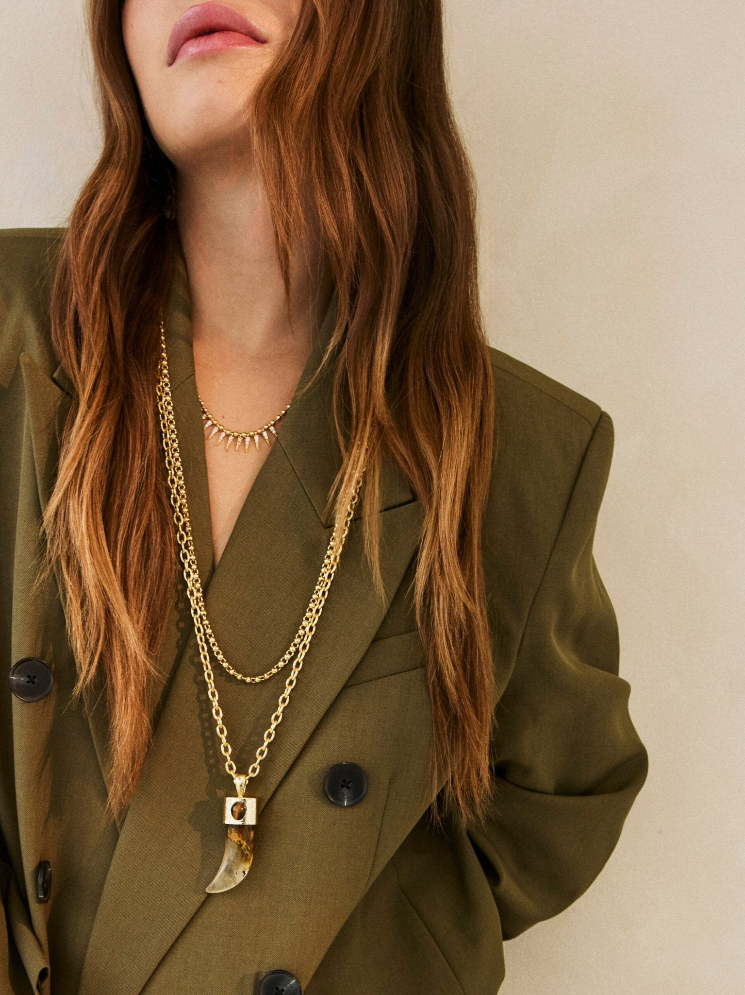 Shop Talis Chains Cubic Zirconia Spike Drop Necklace – Gold - Talis Chains