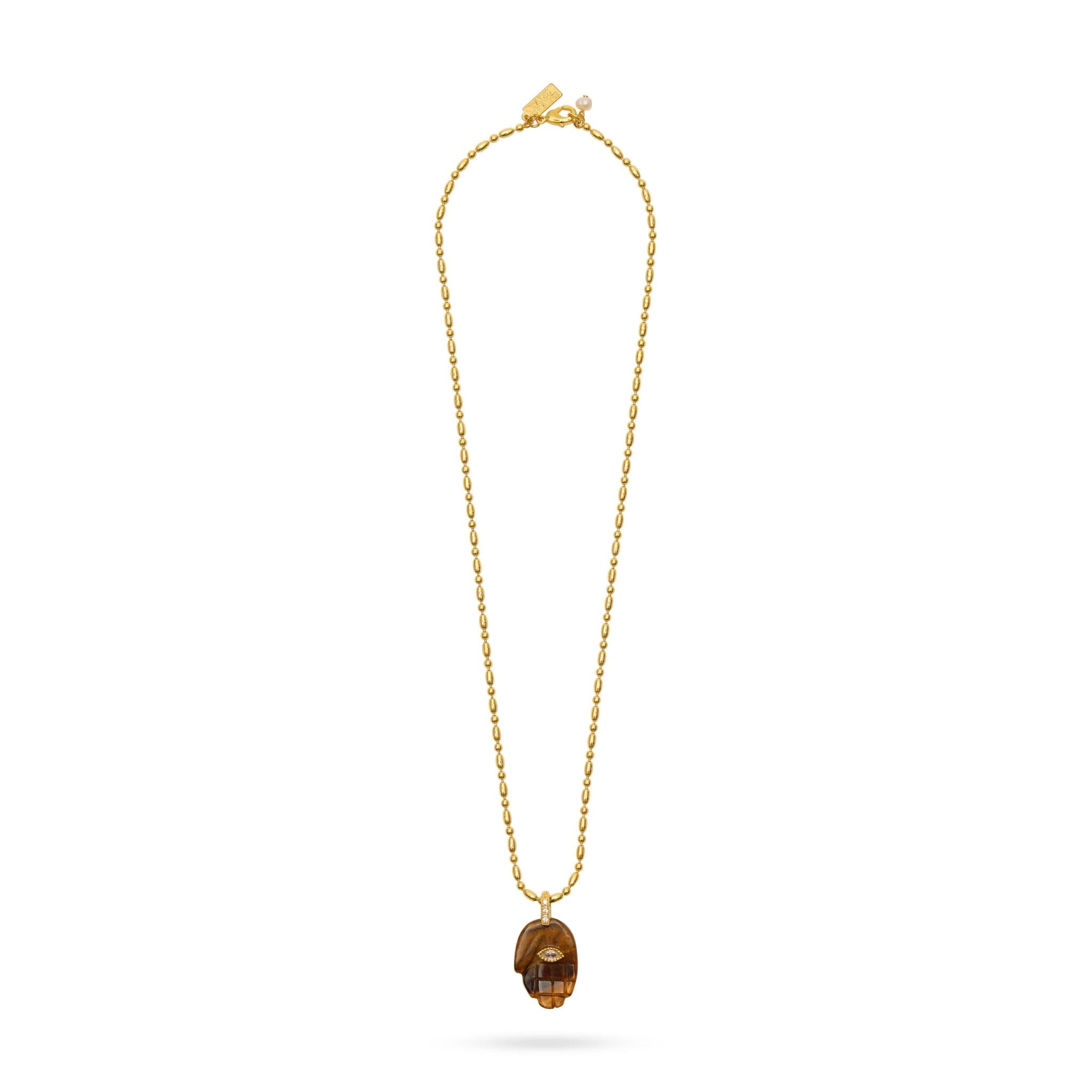 Shop Talis Chains Protective Hand Pendant Necklace—Tigers Eye - Talis Chains