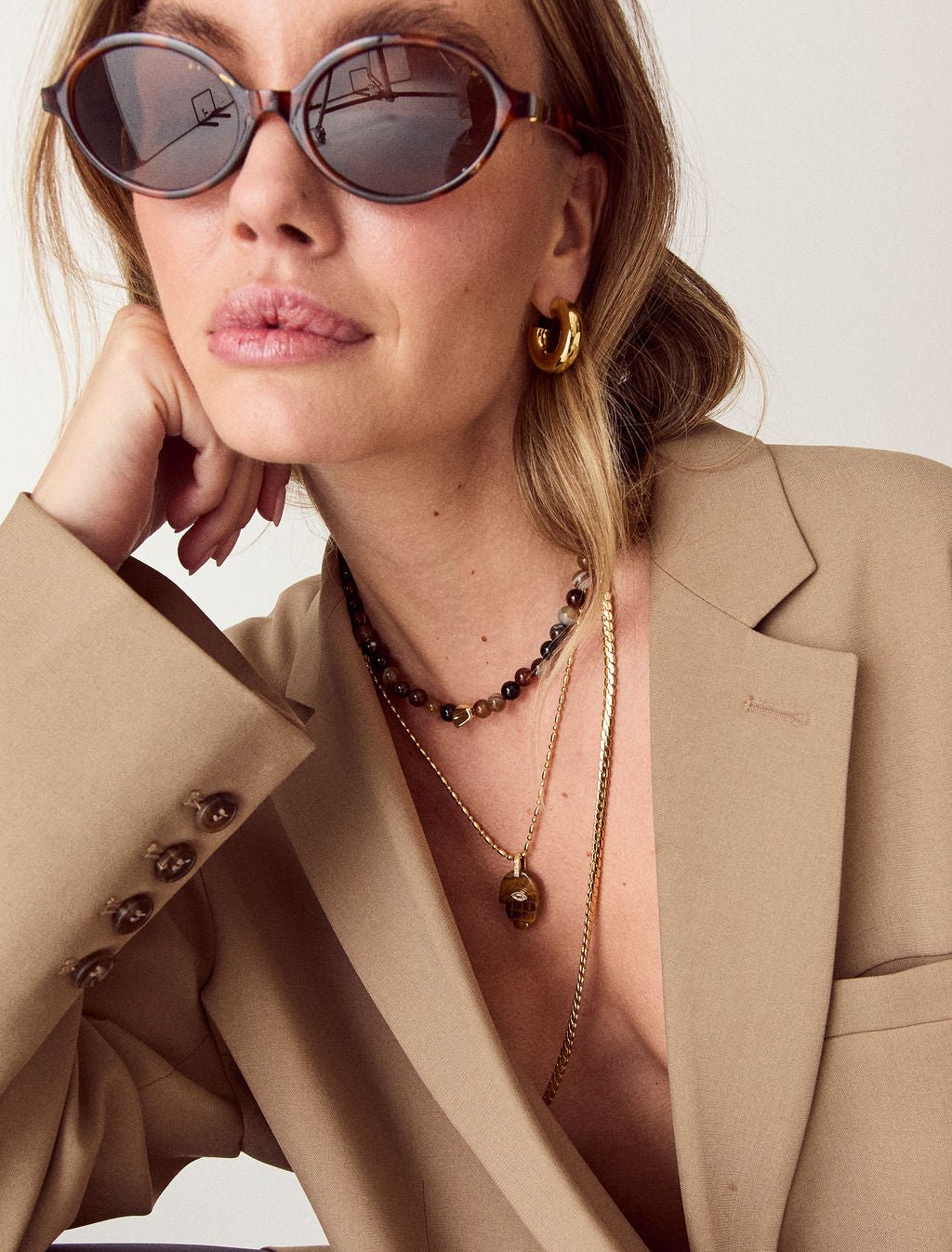 Shop Talis Chains Protective Hand Pendant Necklace—Tigers Eye - Talis Chains