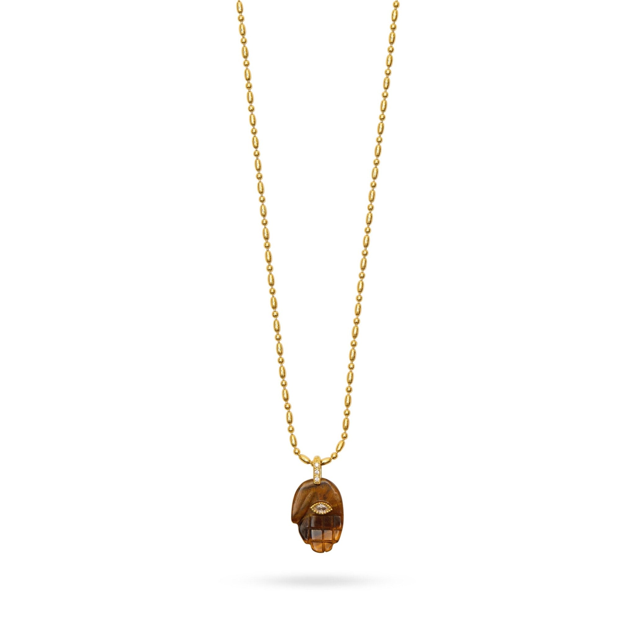 Shop Talis Chains Protective Hand Pendant Necklace—Tigers Eye - Talis Chains
