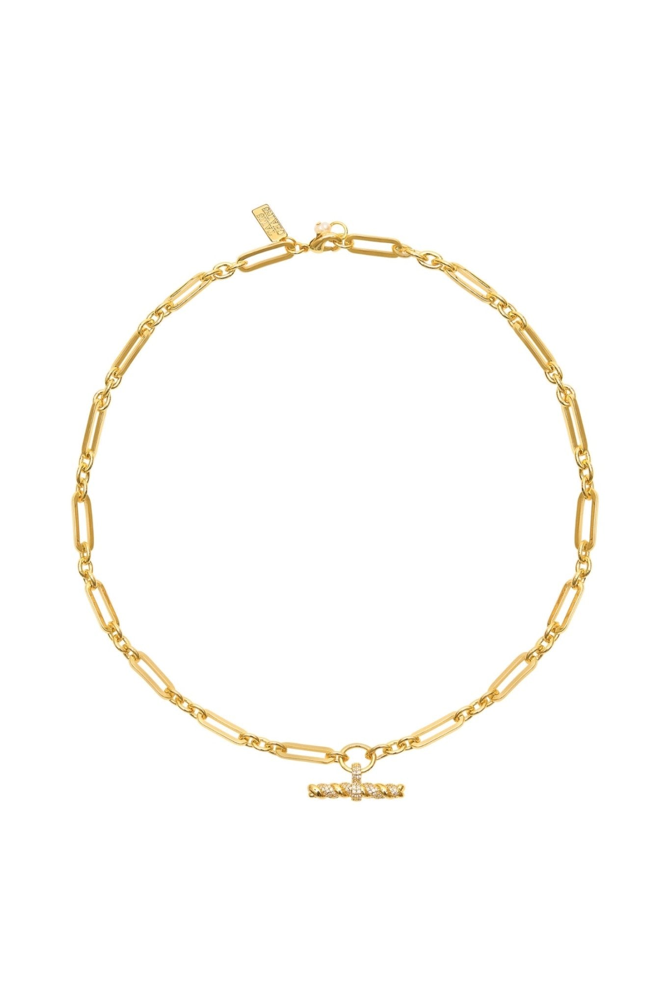 Shop Talis Chains T- Bar Pendant On Link Chain – Gold - Talis Chains