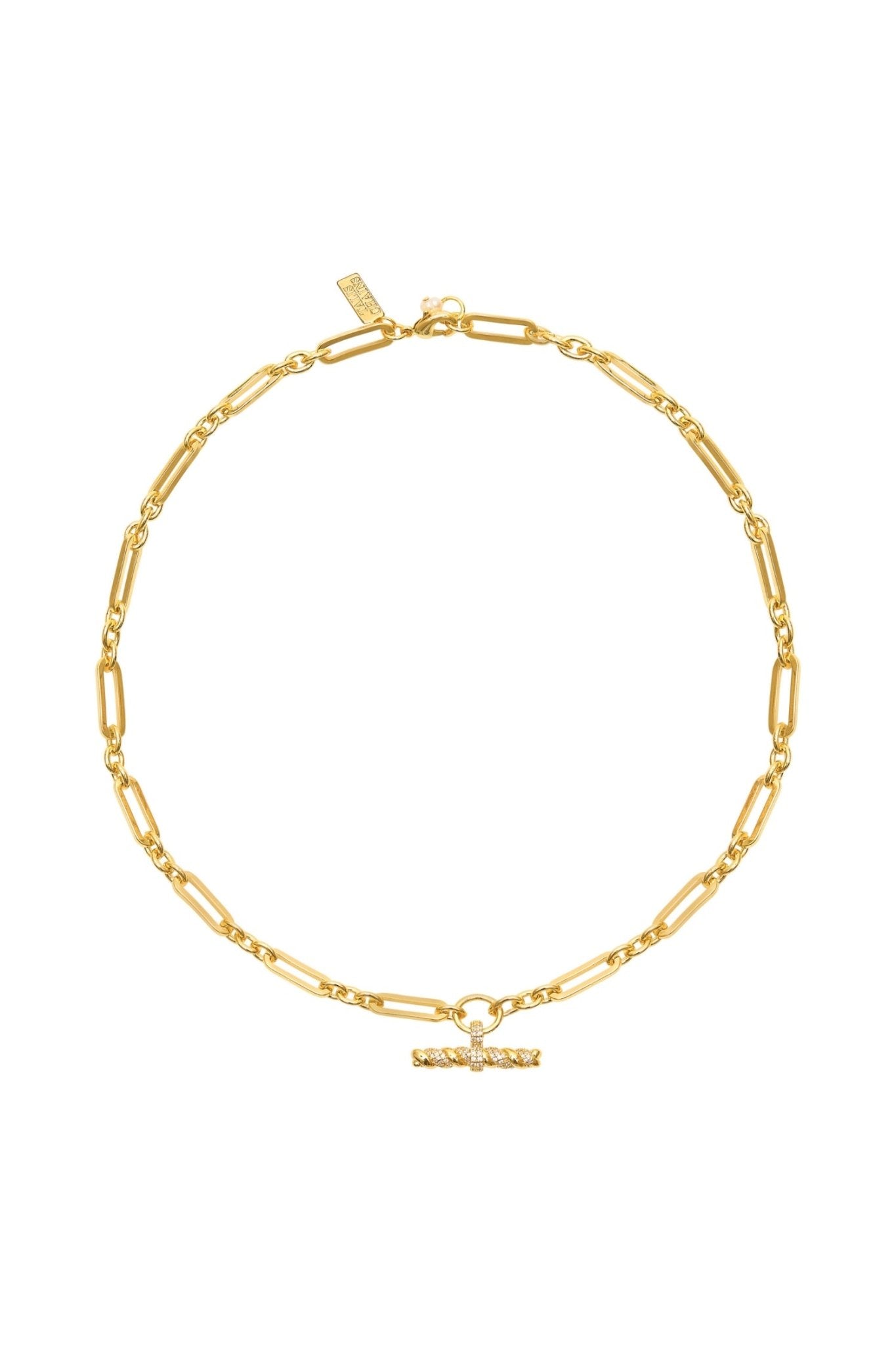 Shop Talis Chains T- Bar Pendant On Link Chain – Gold - Talis Chains