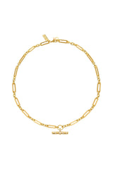 Talis Chains T- Bar Pendant On Link Chain – Gold