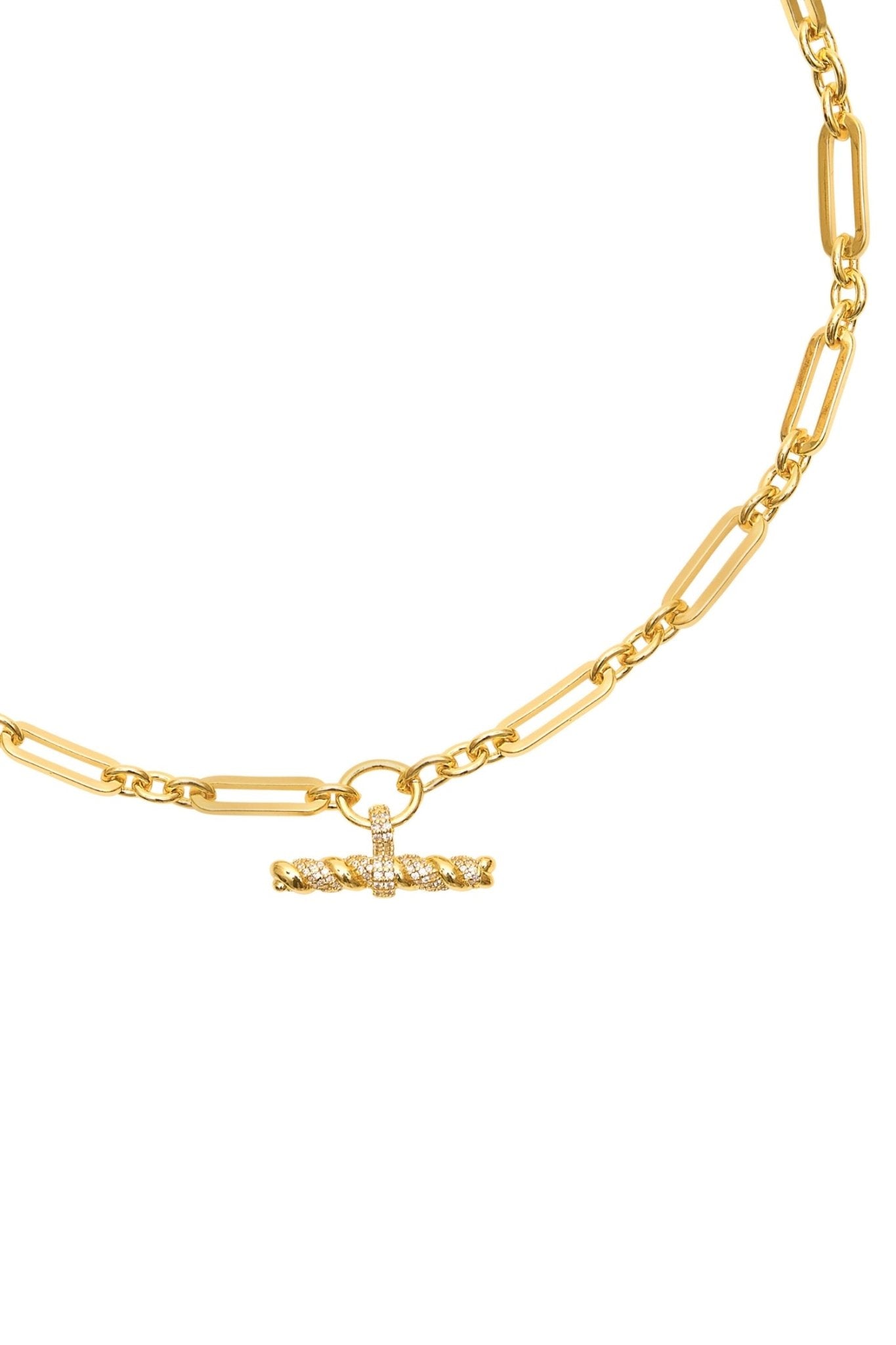 Shop Talis Chains T- Bar Pendant On Link Chain – Gold - Talis Chains