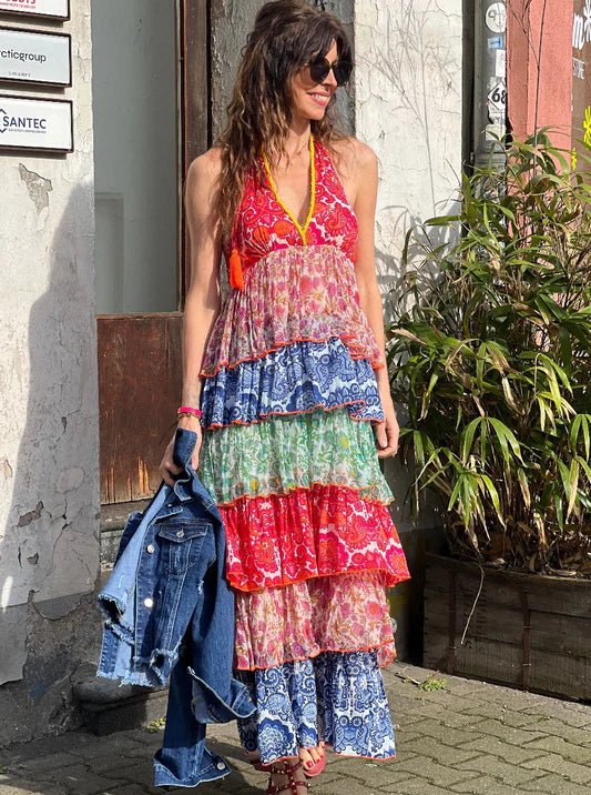 Shop Tiered Maxi Sun Dress | Multi - Place du Soleil