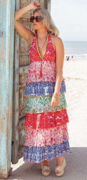 Shop Tiered Maxi Sun Dress | Multi - Place du Soleil