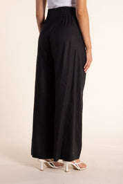 Shop Two T's Linen Mix Wide Leg Pant | Black - Two T's