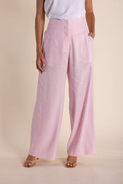 Shop Two T's Linen Mix Wide Leg Pant | Pink Rose - Two T's