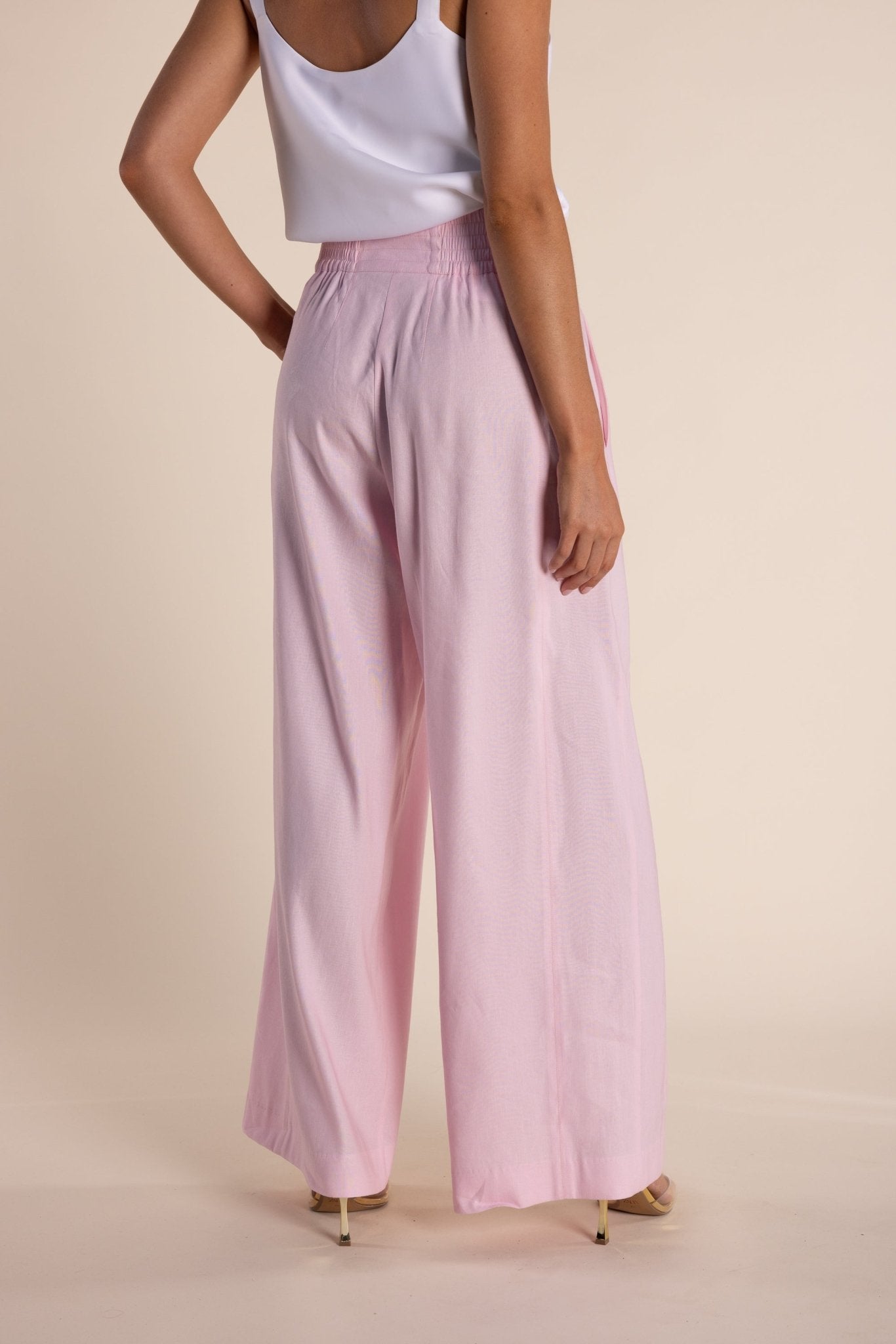 Shop Two T's Linen Mix Wide Leg Pant | Pink Rose - Two T's