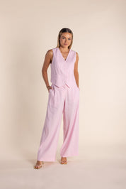 Shop Two T's Linen Mix Wide Leg Pant | Pink Rose - Two T's